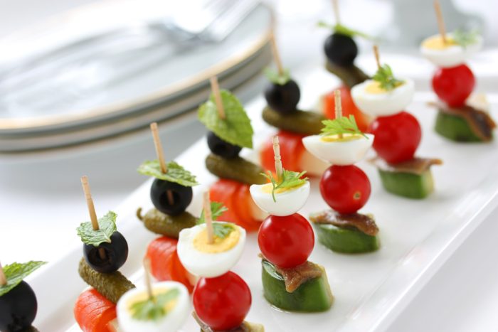 canapes on toothpicks , appetizer, pinchos , spanish food