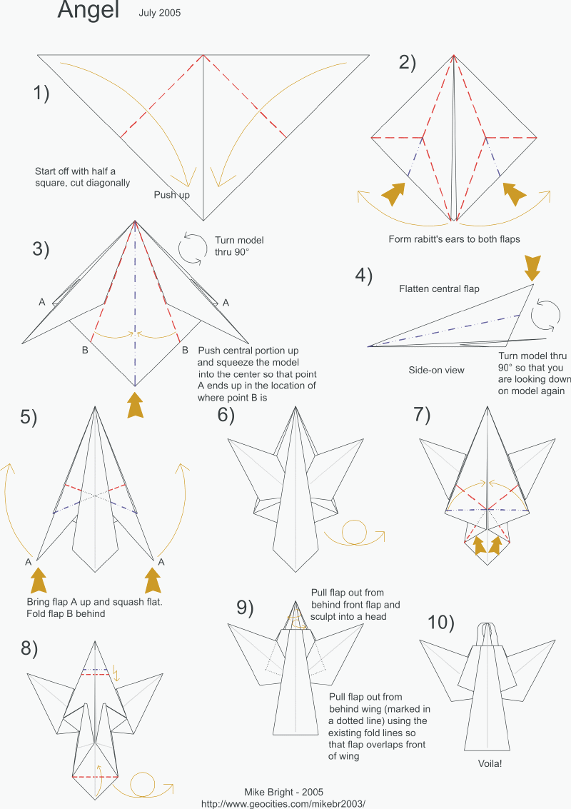 Оригами ангел схема