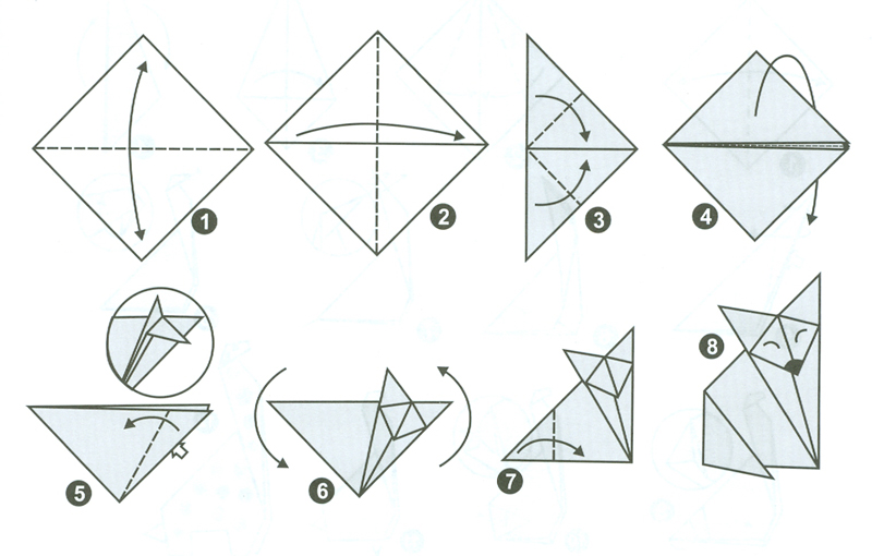 Оригами лиса схема