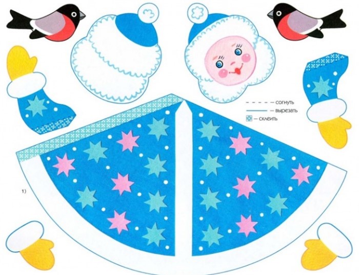 Двухсторонний шаблон Снегурочки.