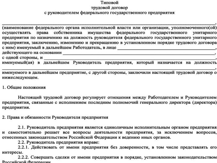 Образец трудовой договор с учредителем директором ооо