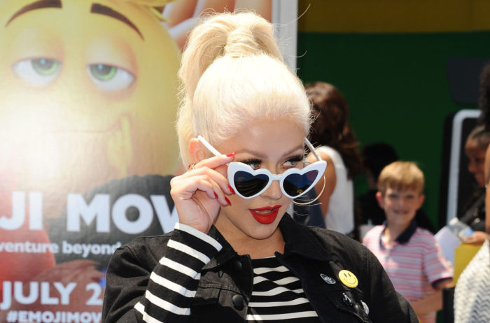 WESTWOOD, CA - JULY 23: Christina Aguilera attends the premiere of "The Emoji Movie" at Regency Village Theatre on July 23, 2017 in Westwood, California. (Photo by Jason LaVeris/FilmMagic)