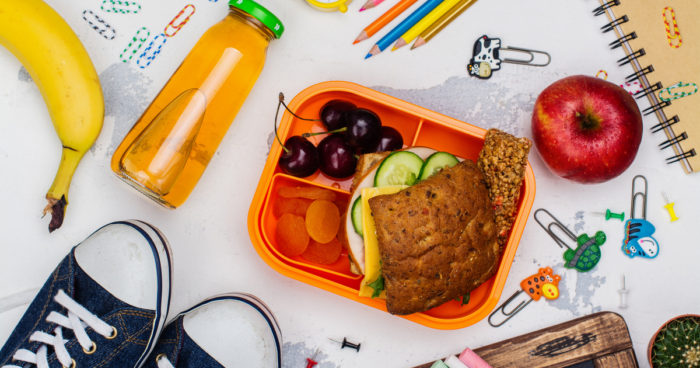 Lunch box and school supplies