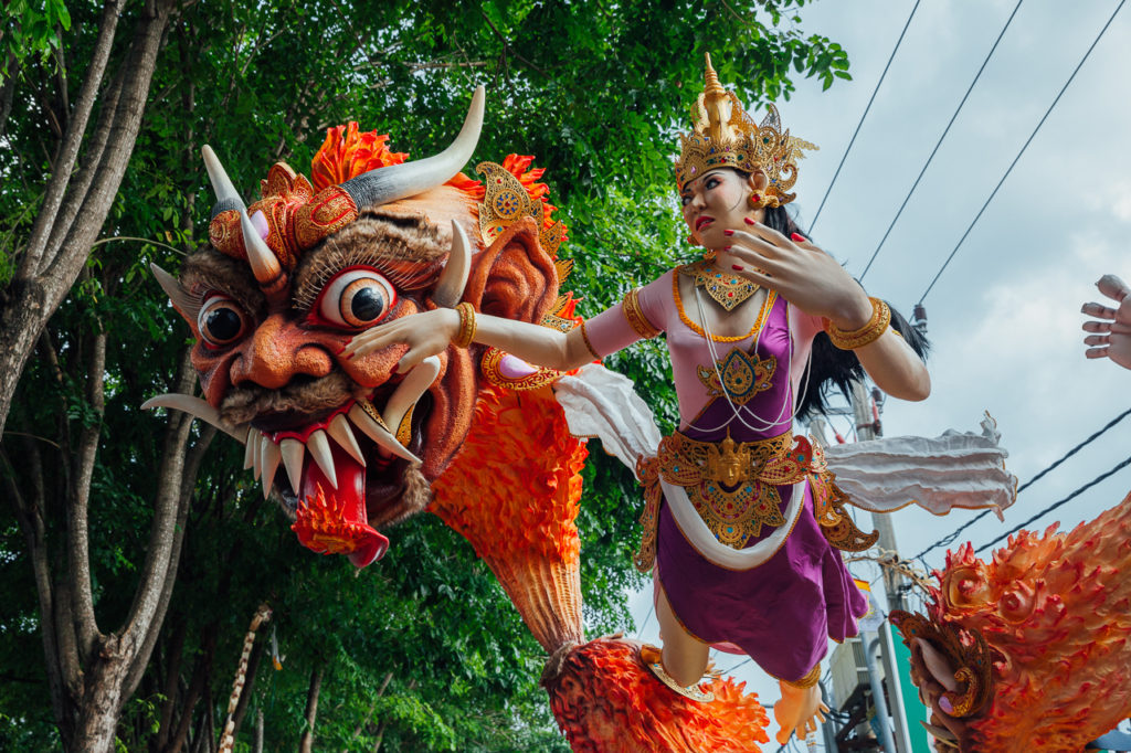Bali, Indonesia - March 08, 2016: Ogoh-Ogoh statues at the parade during Balinese New Year celebrations on March 08, 2016 in Bali, Indonesia.