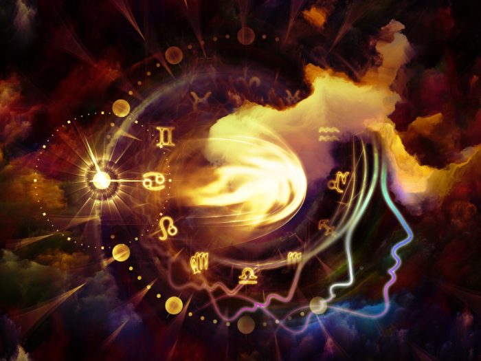 Geometry of the Soul series two. Arrangement of human profile and abstract elements on the subject of spirituality, science, creativity and human mind
