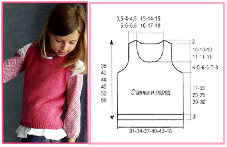 Схема вязания жилета для девочки