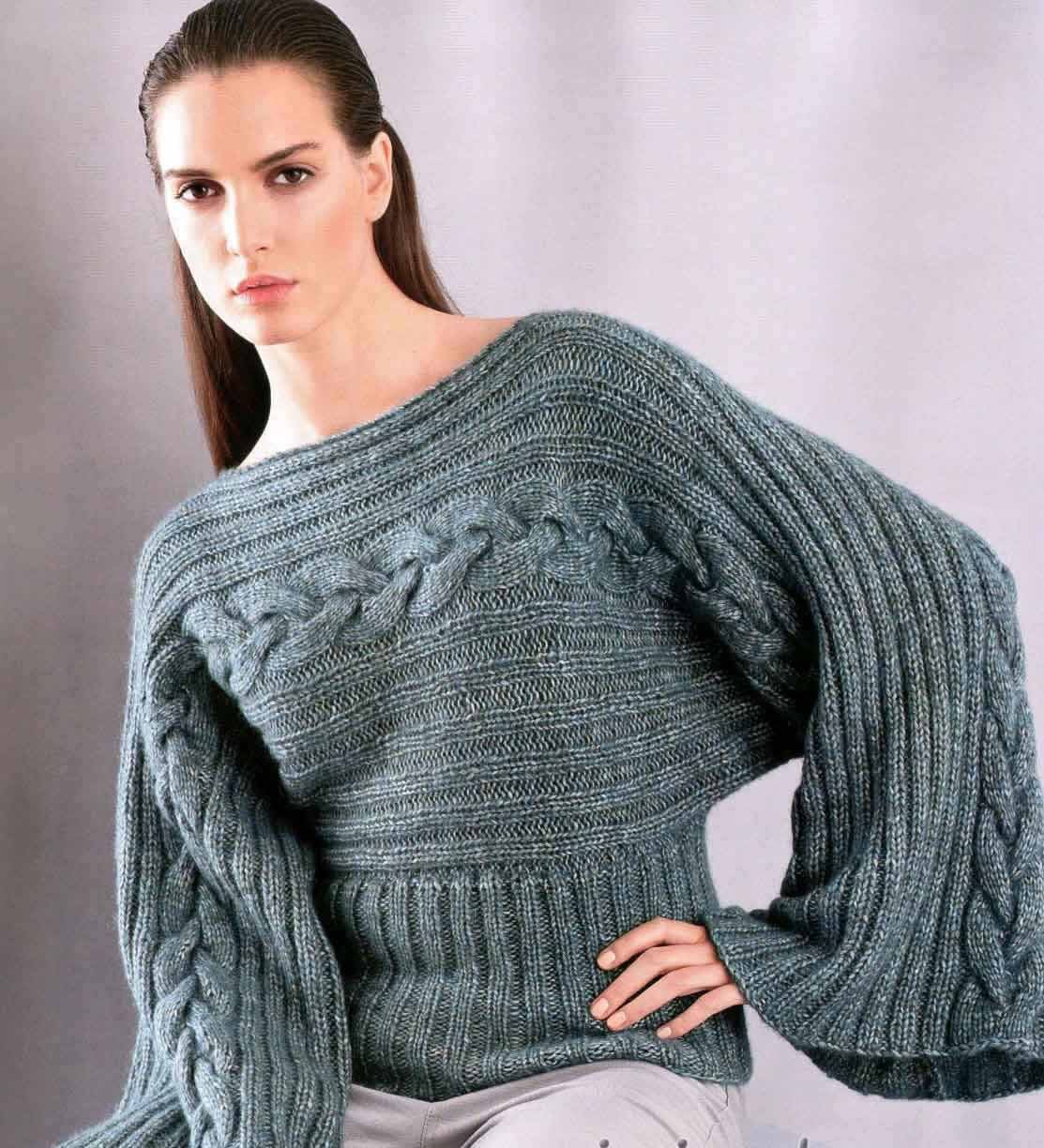 Оригинальный модели вязания. Вязаный свитер. Пуловер с широкими рукавами. Вязаная кофта с широкими рукавами. Джемпер вязаный.