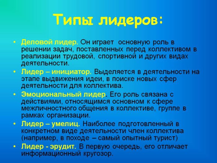 Типы лидерства презентация