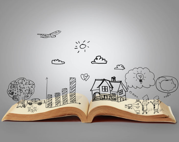 Open book of fantasy stories