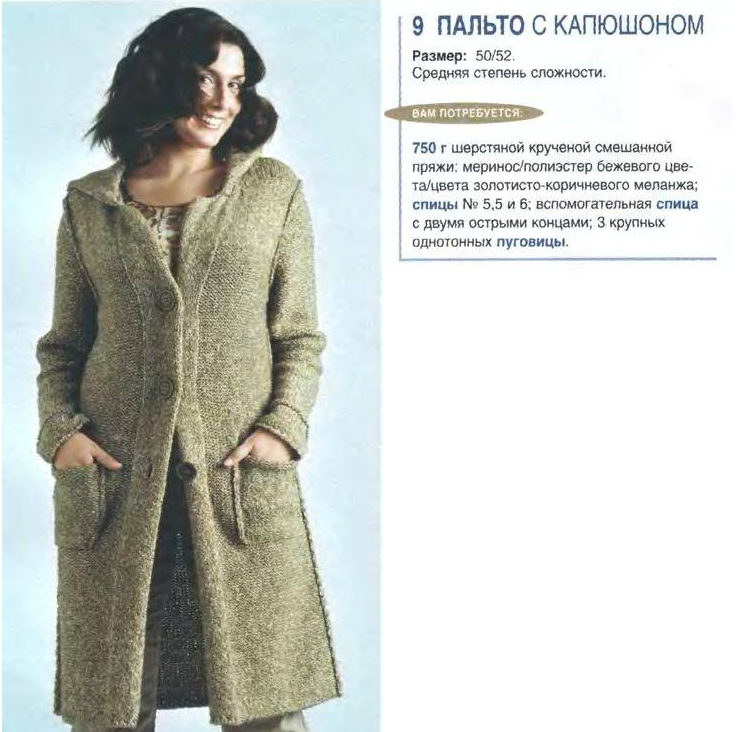 Пальто спицами для женщин с описанием