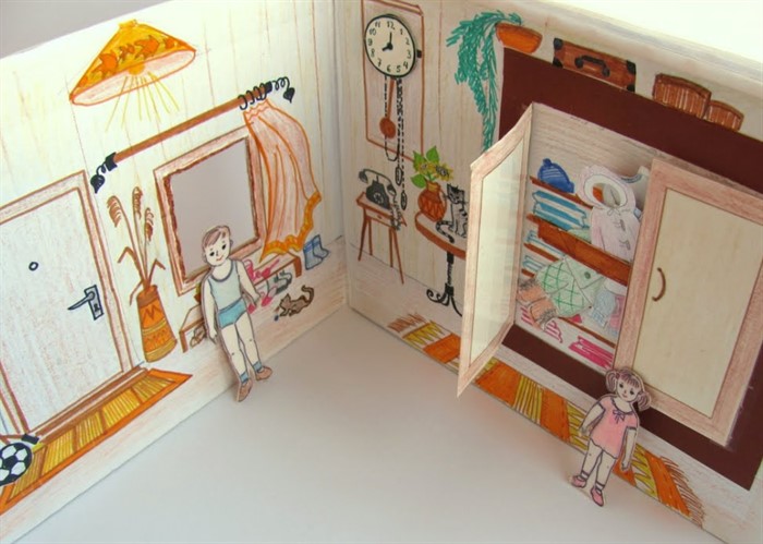 Дом в тетради для бумажных кукол своими руками.
