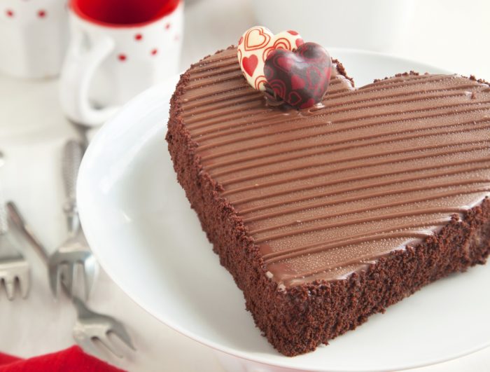 Chocolate cake in the shape of a heart