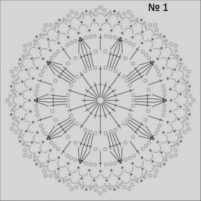 Полукруглый мотив крючком схема