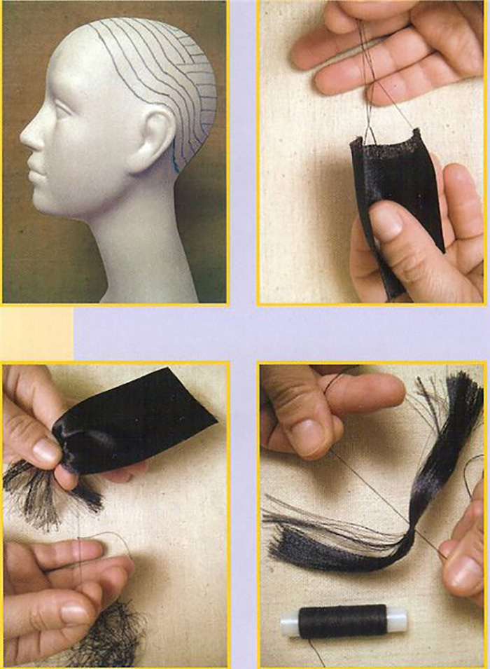 Как сшить голову с волосами
