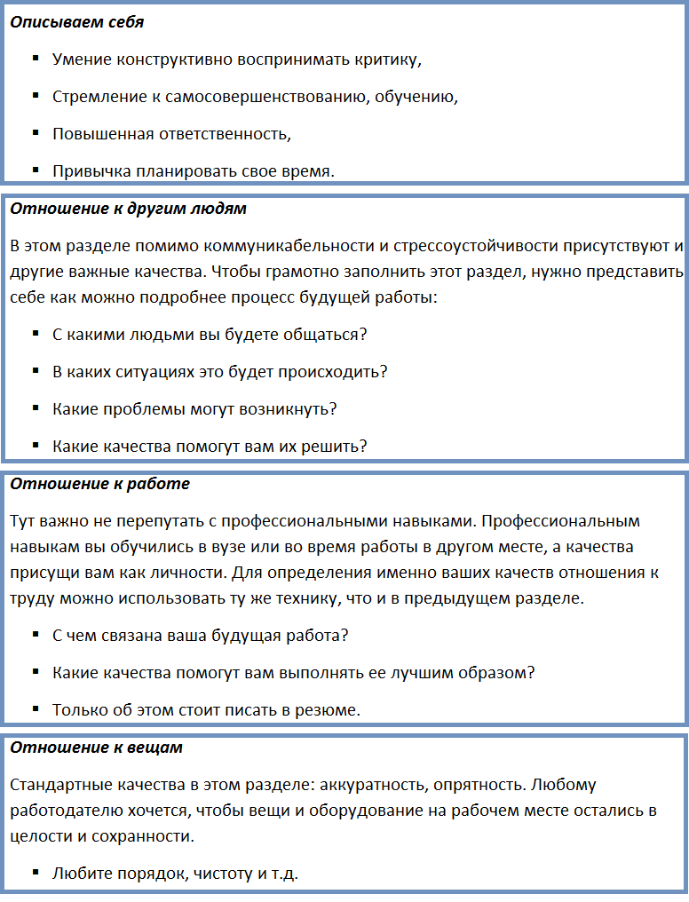 Образец о себе в резюме кратко и красиво пример