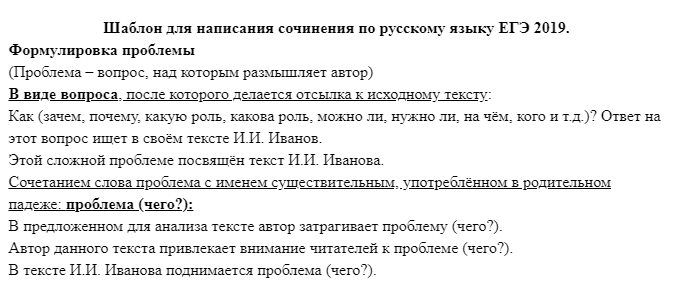 План сочинения егэ по русскому примеры написания