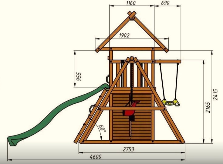 Деревянная детская площадка своими руками чертежи с размерами из дерева