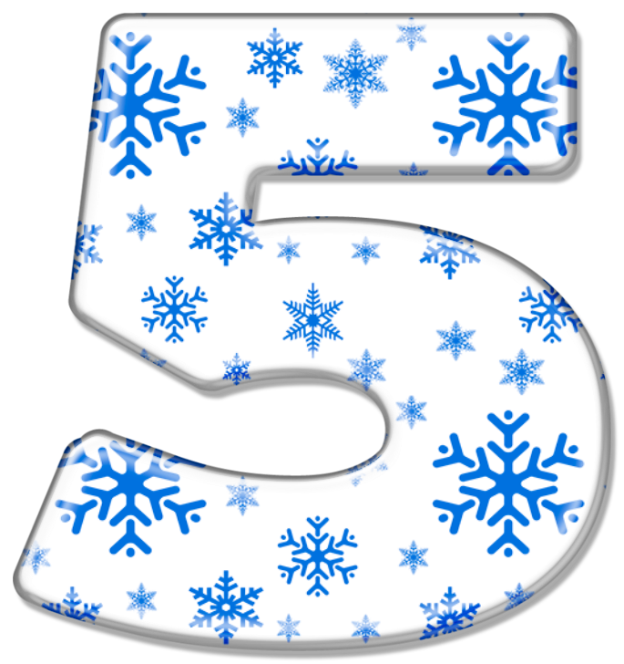 Снежок 5 букв. Зимние цифры. Новогодние цифры. Снежинки с цифрами. Цифра 5 со снежинками.