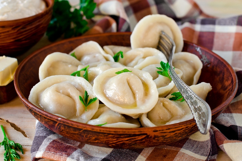 Homemade dumplings with meat