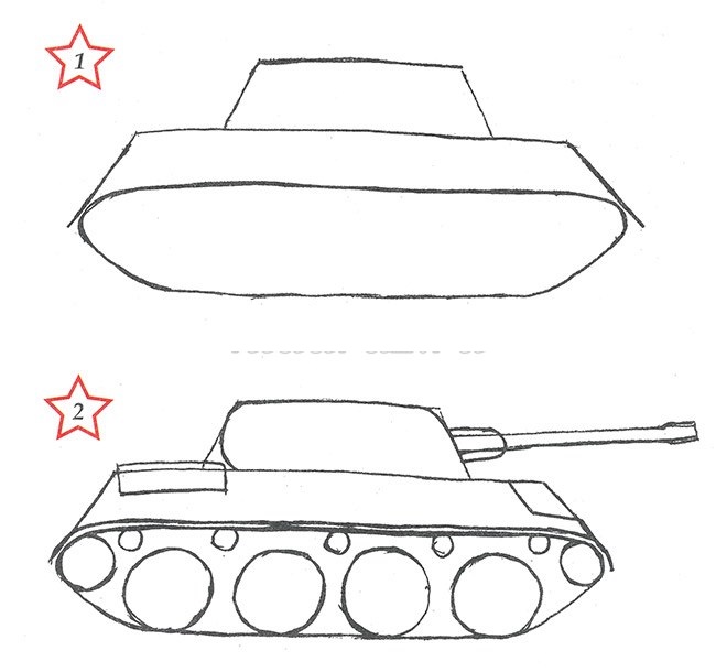 Как нарисовать рисунок к 9 маю танк