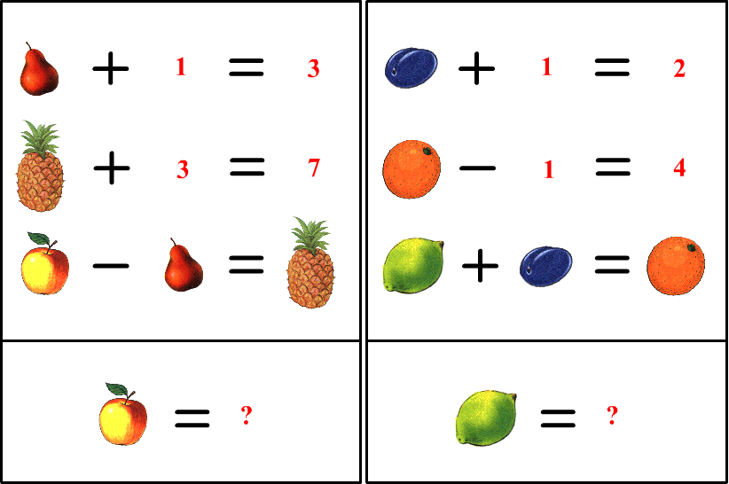 Математические примеры в картинках на логику