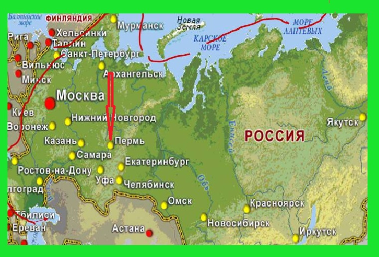 Карта россии екатеринбург и пермь