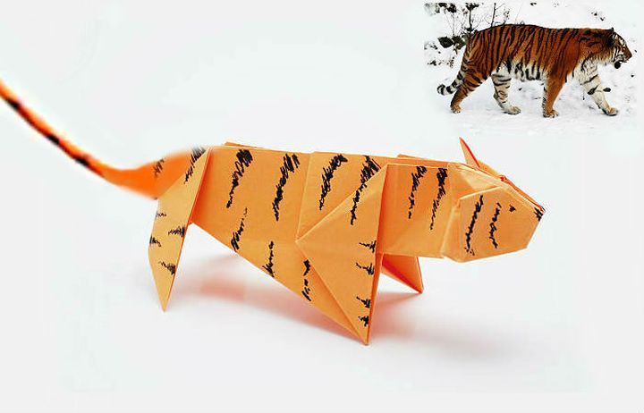 Мастер-класс модели оригами-тигра "Охотника"