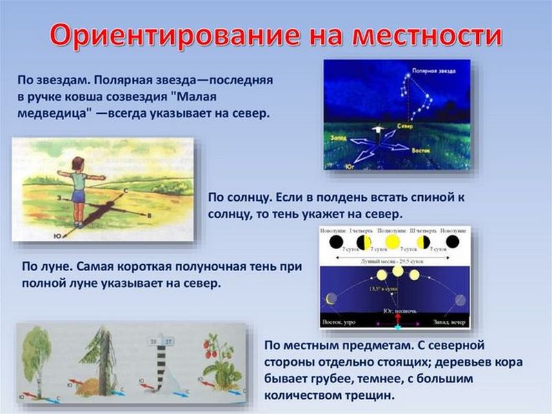 Дополните схему об основных способах ориентирования