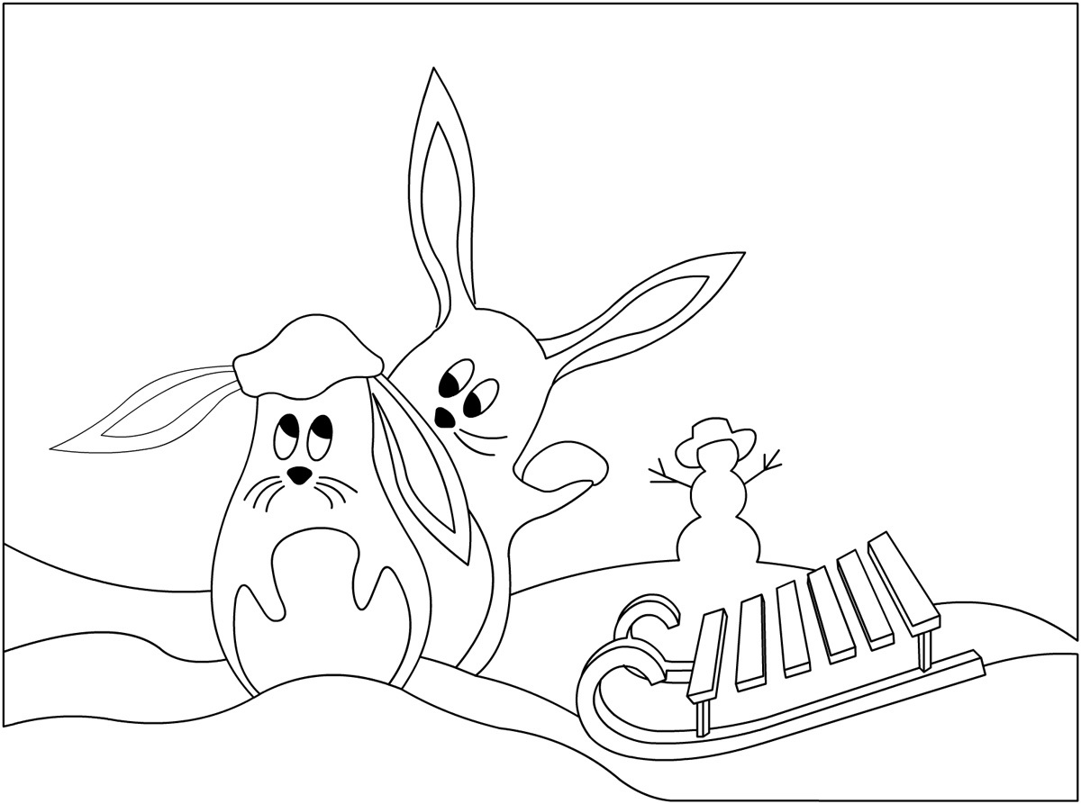 Новогодний кролик раскраска для детей