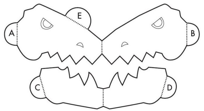 Схема головы дракона из бумаги